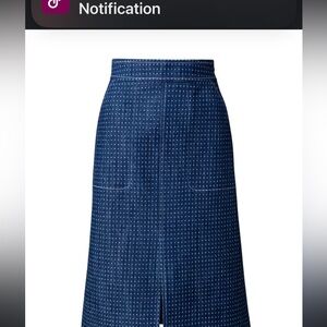 NWO AKRIS PUNTO DENIM POLKA DOT ALINE SKIRT SZ 10